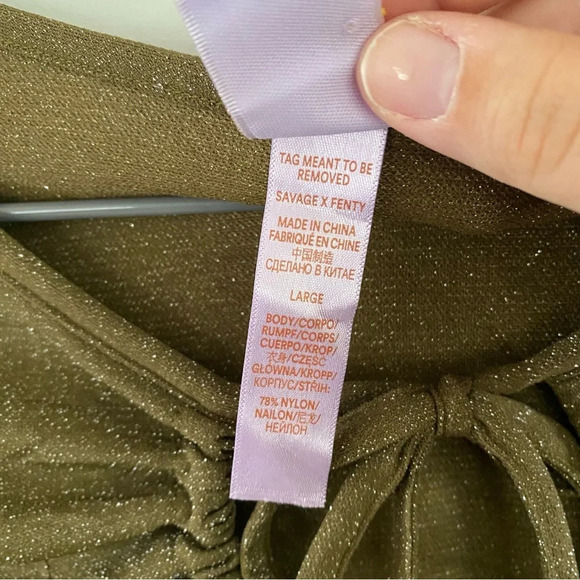 Savage X Fenty Sleep And Shine Long Sleeve Crop Tee In Green Size Large - Picture 6 of 7